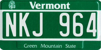 VT license plate NKJ964