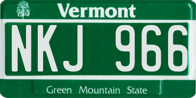 VT license plate NKJ966