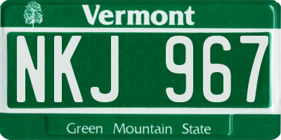 VT license plate NKJ967