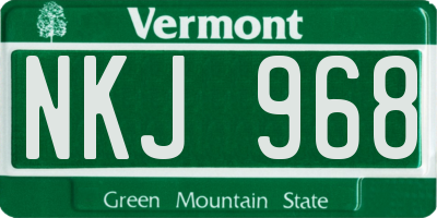 VT license plate NKJ968