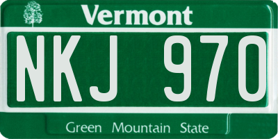 VT license plate NKJ970