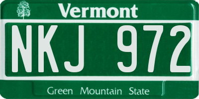 VT license plate NKJ972