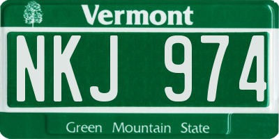VT license plate NKJ974