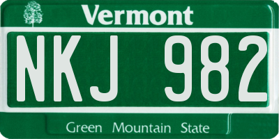 VT license plate NKJ982