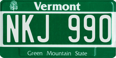 VT license plate NKJ990