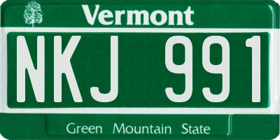 VT license plate NKJ991