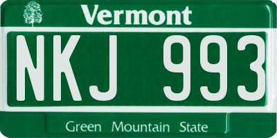 VT license plate NKJ993