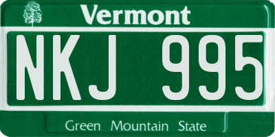 VT license plate NKJ995