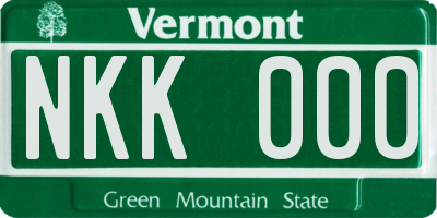 VT license plate NKK000