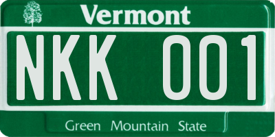 VT license plate NKK001