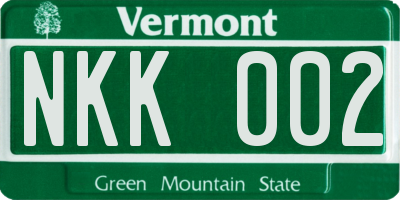VT license plate NKK002