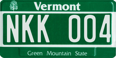 VT license plate NKK004