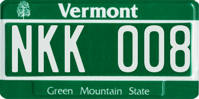 VT license plate NKK008