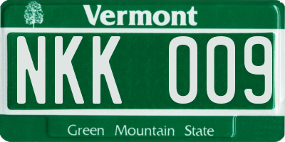 VT license plate NKK009