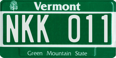 VT license plate NKK011