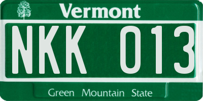 VT license plate NKK013