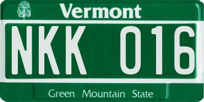VT license plate NKK016
