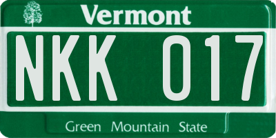 VT license plate NKK017