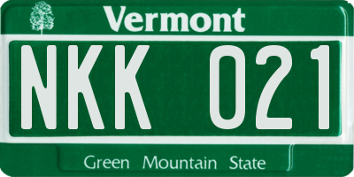 VT license plate NKK021