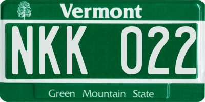 VT license plate NKK022