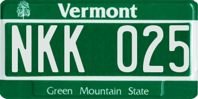 VT license plate NKK025