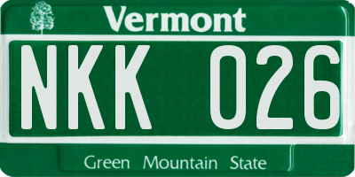 VT license plate NKK026