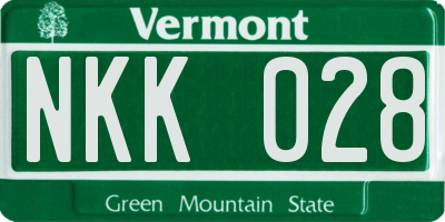VT license plate NKK028