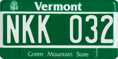 VT license plate NKK032