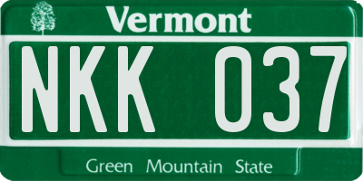 VT license plate NKK037