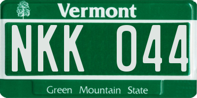VT license plate NKK044