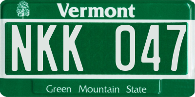 VT license plate NKK047