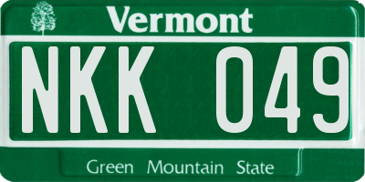 VT license plate NKK049