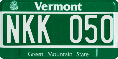 VT license plate NKK050