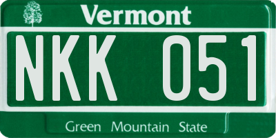 VT license plate NKK051
