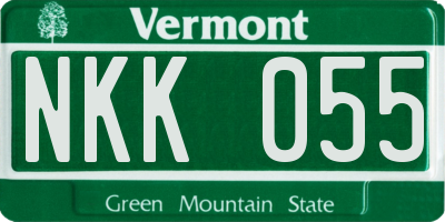 VT license plate NKK055