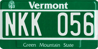 VT license plate NKK056