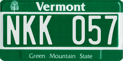 VT license plate NKK057