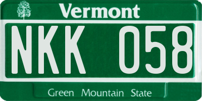 VT license plate NKK058