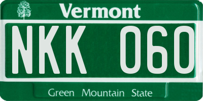 VT license plate NKK060