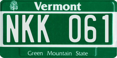 VT license plate NKK061