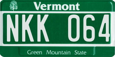 VT license plate NKK064