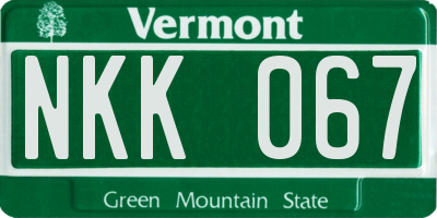 VT license plate NKK067