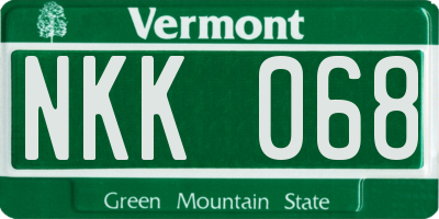 VT license plate NKK068