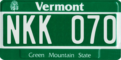 VT license plate NKK070
