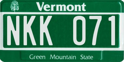 VT license plate NKK071
