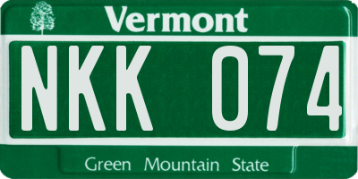VT license plate NKK074
