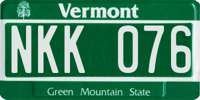 VT license plate NKK076