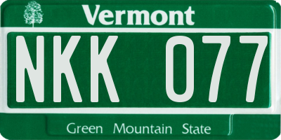 VT license plate NKK077