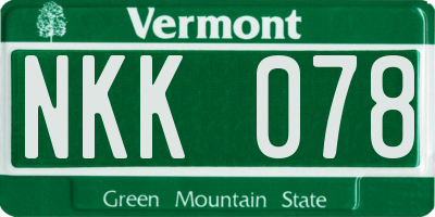 VT license plate NKK078