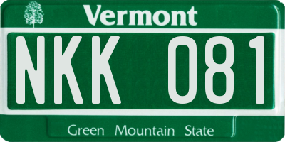 VT license plate NKK081